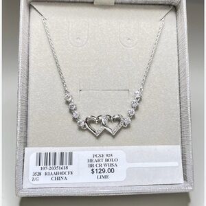 Zales Bracelet Double Heart Sapphire 925 silver NWT